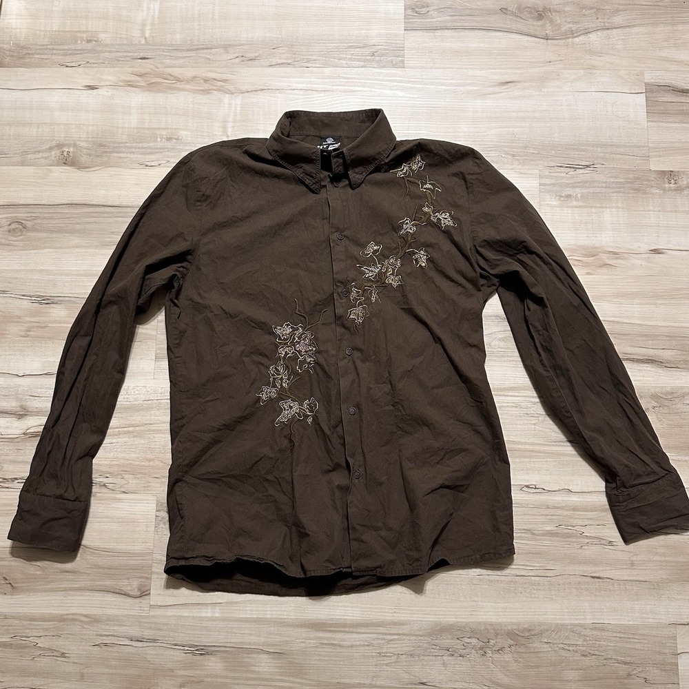 Vintage Versace Jeans Couture‎ Mens XXL Long Sleeve Button Down Shirt Brown
